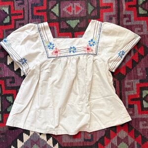 Levi's Natural Boho top with colorful embroidered flowers NWOT